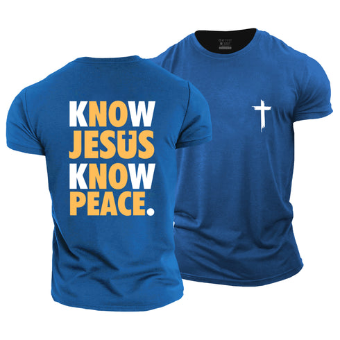 Men's Know Jesus Know Peace Cross Cotton T-Shirt